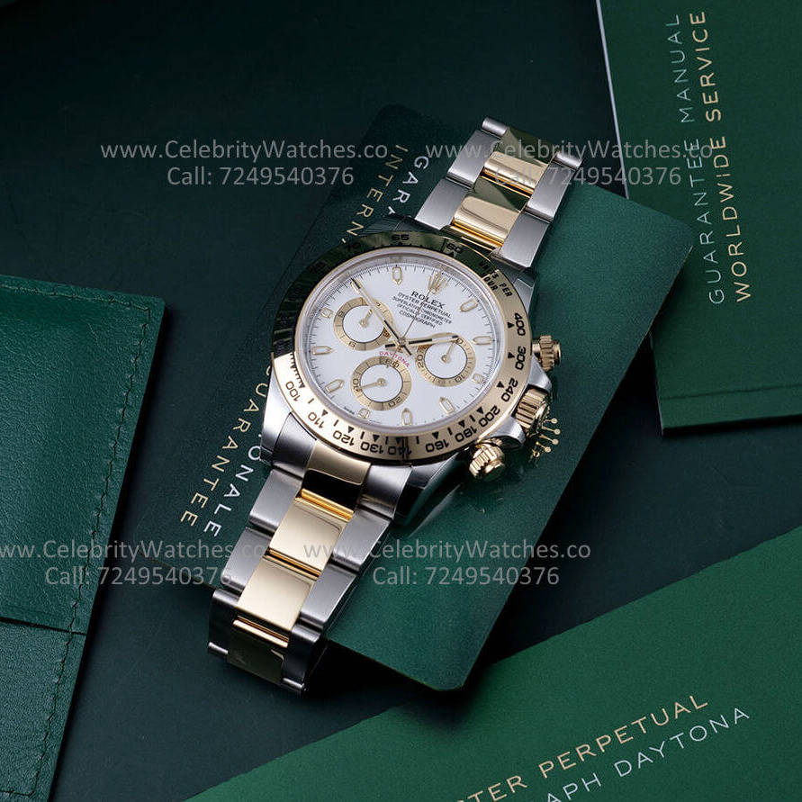 Rolex Daytona Two Tone Bracelet | Swiss ETA 4130 Clone Chronograph Movement | Buy Replica Watches in India