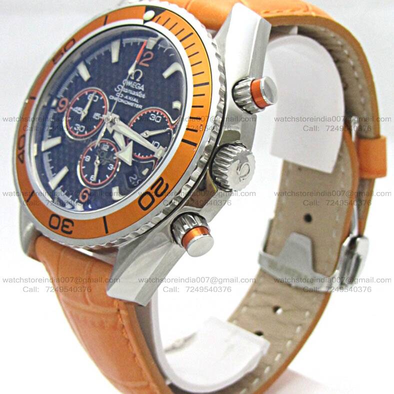 Omega Seamaster James Bond 007 Quantum Of Solace Orange Leather Buy Replica Watches in India