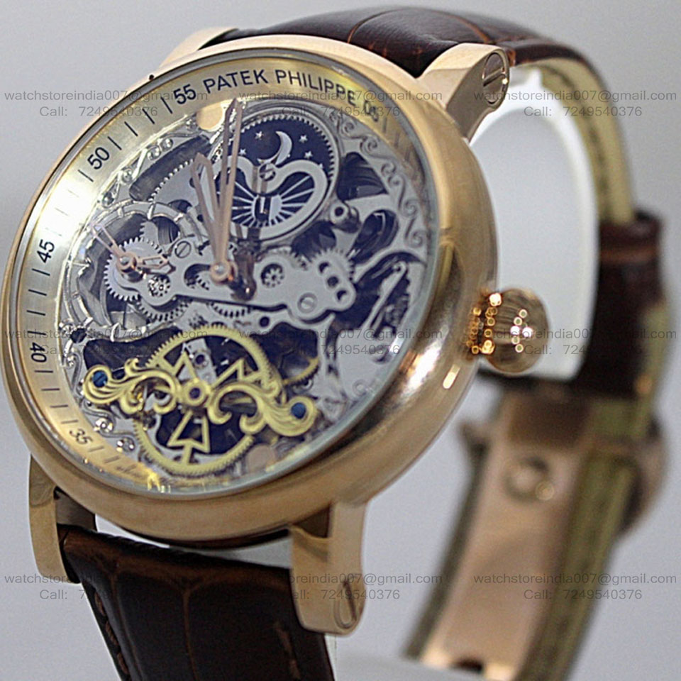 Patek Philippe Skeleton Dial Leather Strap Limited Edition watch India (1) blank