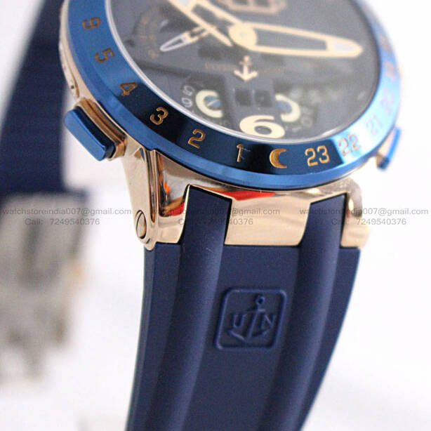 Ulysse Nardin El Toro Rose Gold Blue Rubber Strap Swiss ETA