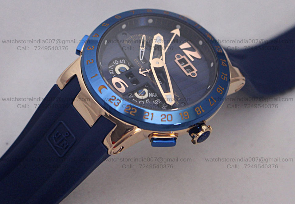 Ulysse Nardin El Toro Rose Gold Blue Rubber Strap Swiss ETA