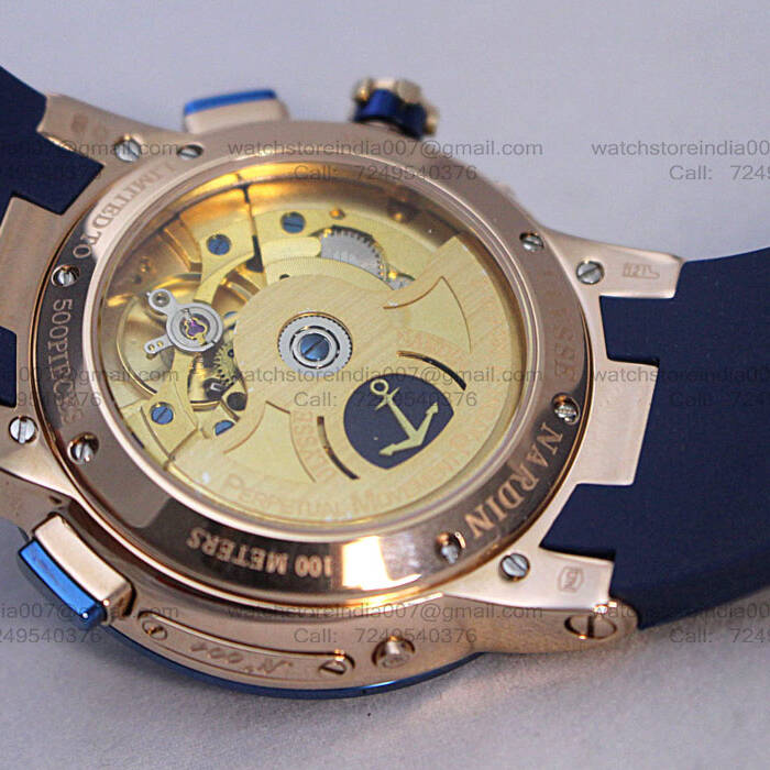 Ulysse Nardin El Toro Rose Gold Blue Rubber Strap Swiss ETA