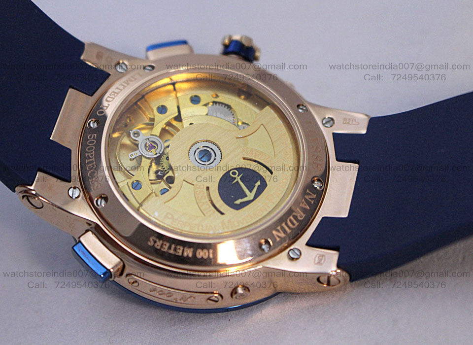 Ulysse Nardin El Toro Rose Gold Blue Rubber Strap Swiss ETA