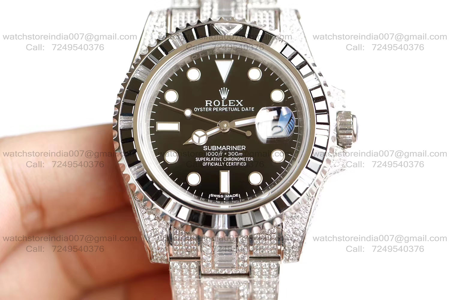 Rolex Fully Iced Out Diamonds Studded Swiss Replica Watch