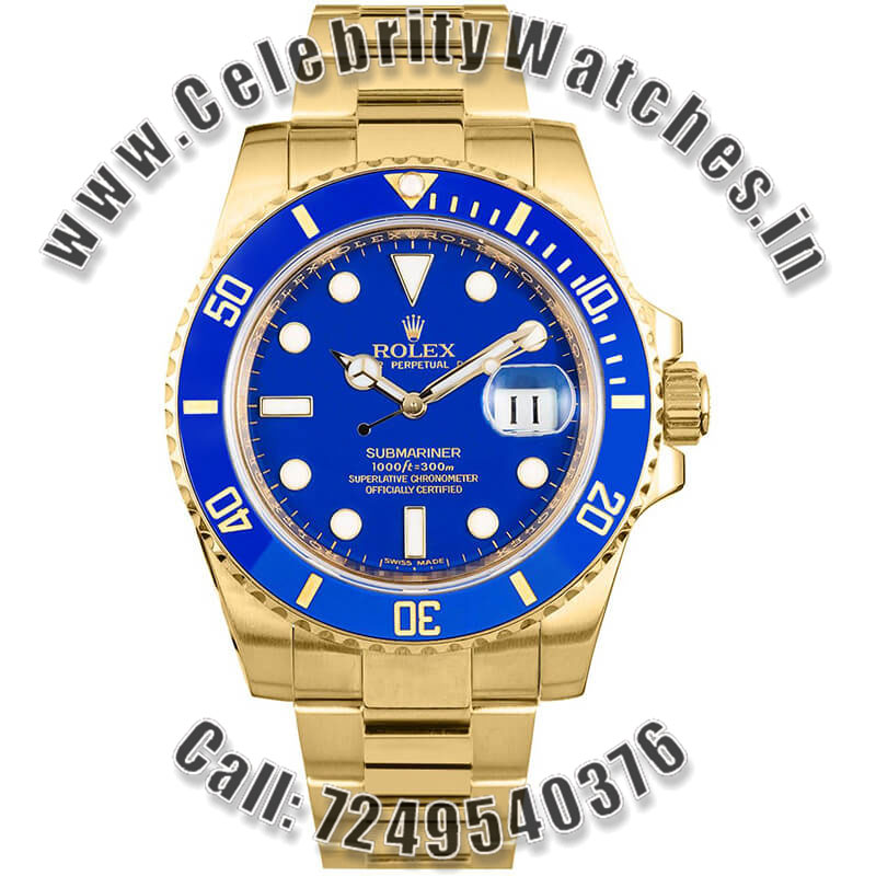 rolex submariner blue dial gold bracelet