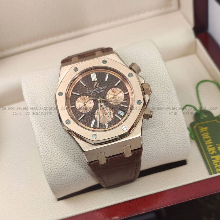 Audemars Piguet Royal Oak Chronograph Brown Leather 41mm Swiss ETA